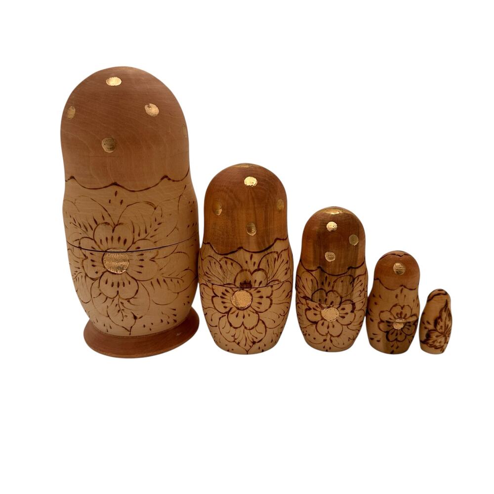Matryoshka Babushka Wooden Russian Nesting Dolls Set of 5 - Picture 4 of 5